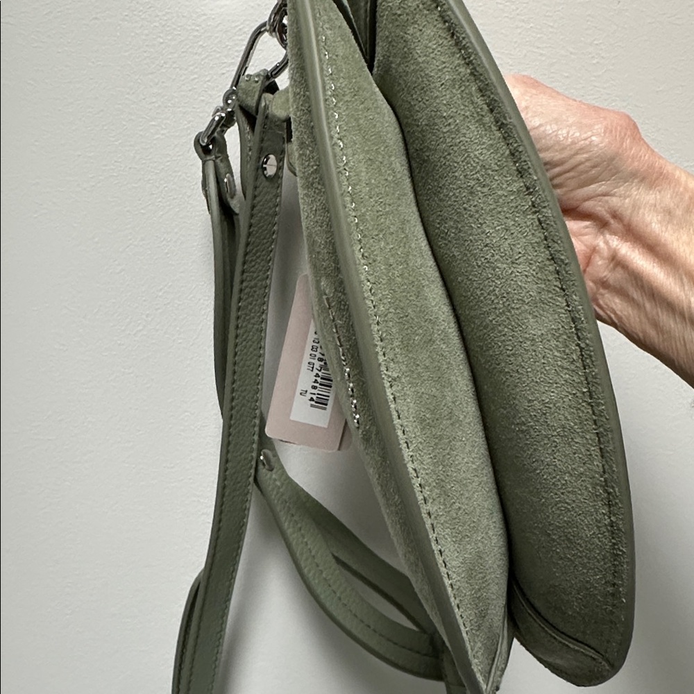 Coccinelle Purse NWT light green suede Italian wear on shoulder wrist crossbody - Picture 6 of 15